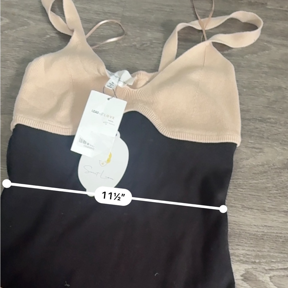 NWT Sweet Lemon Two-Tone Black Nude Bustier Slip Dress Sz M - Picture 10 of 10